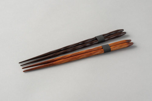 「拭き漆の削り箸」屋久杉&紫鉄刀木 ２膳セット